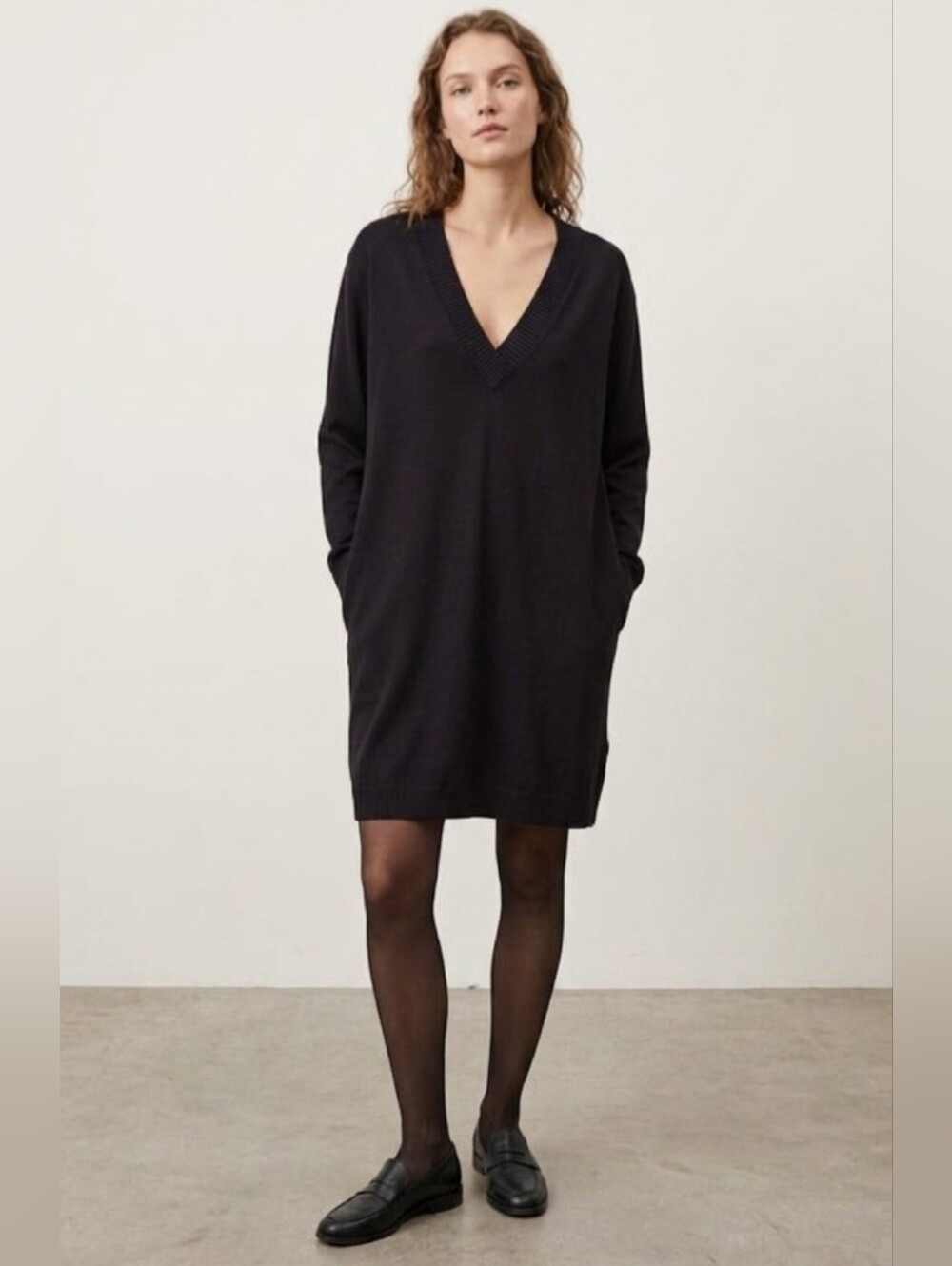 InWear Black Knit Tunic Sweater Or Mini Dress